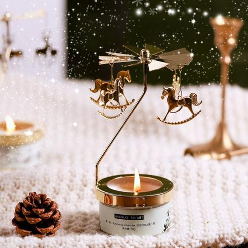 旋转烛台精油香薰蜡烛杯旋转马6.3CM走马灯烛台欧式创意摆件配件