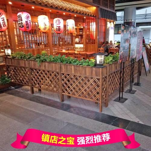 餐饮围栏火锅店半墙置物架餐厅矮隔断饭店网格镂空花架绿植装饰架