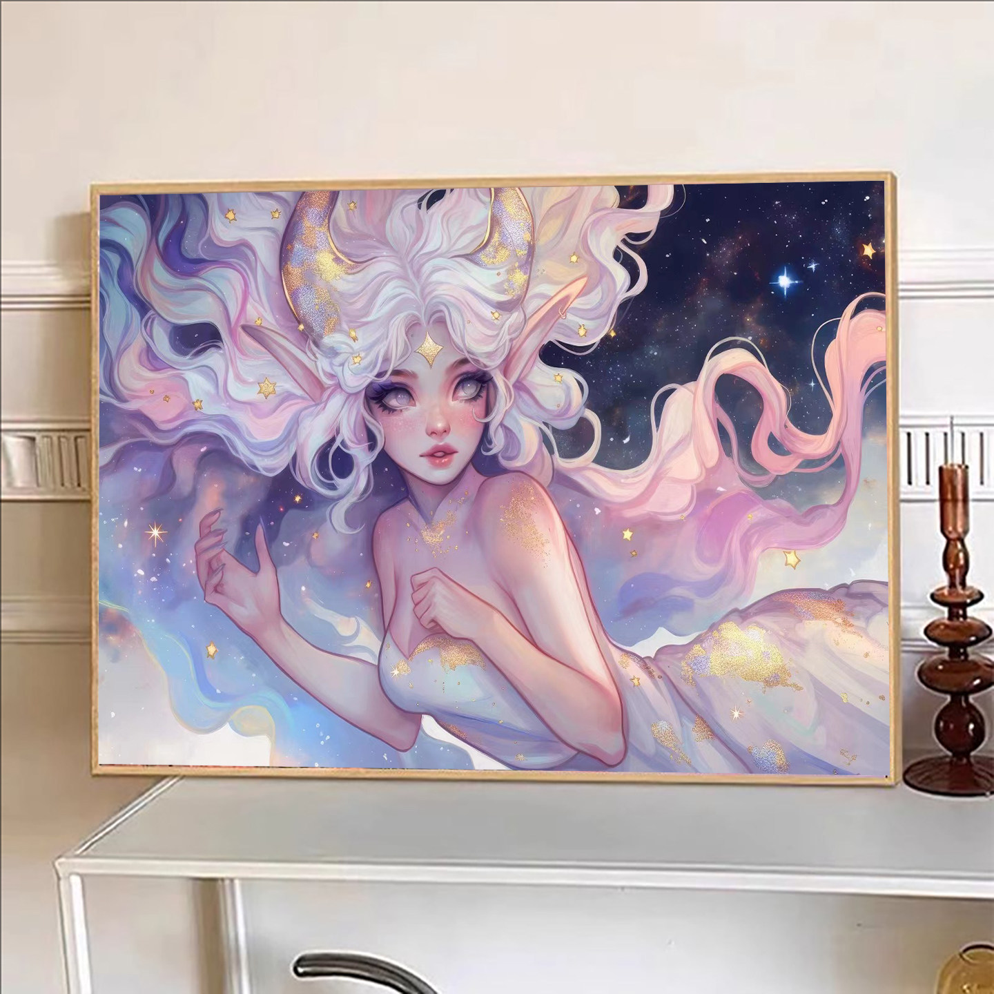 【花田错】新款钻石画满钻夜空精灵点图卧室手工装饰画高颜值挂画,居家布艺,钻石绣,淘宝优惠券,粉丝福利购,淘宝优惠卷