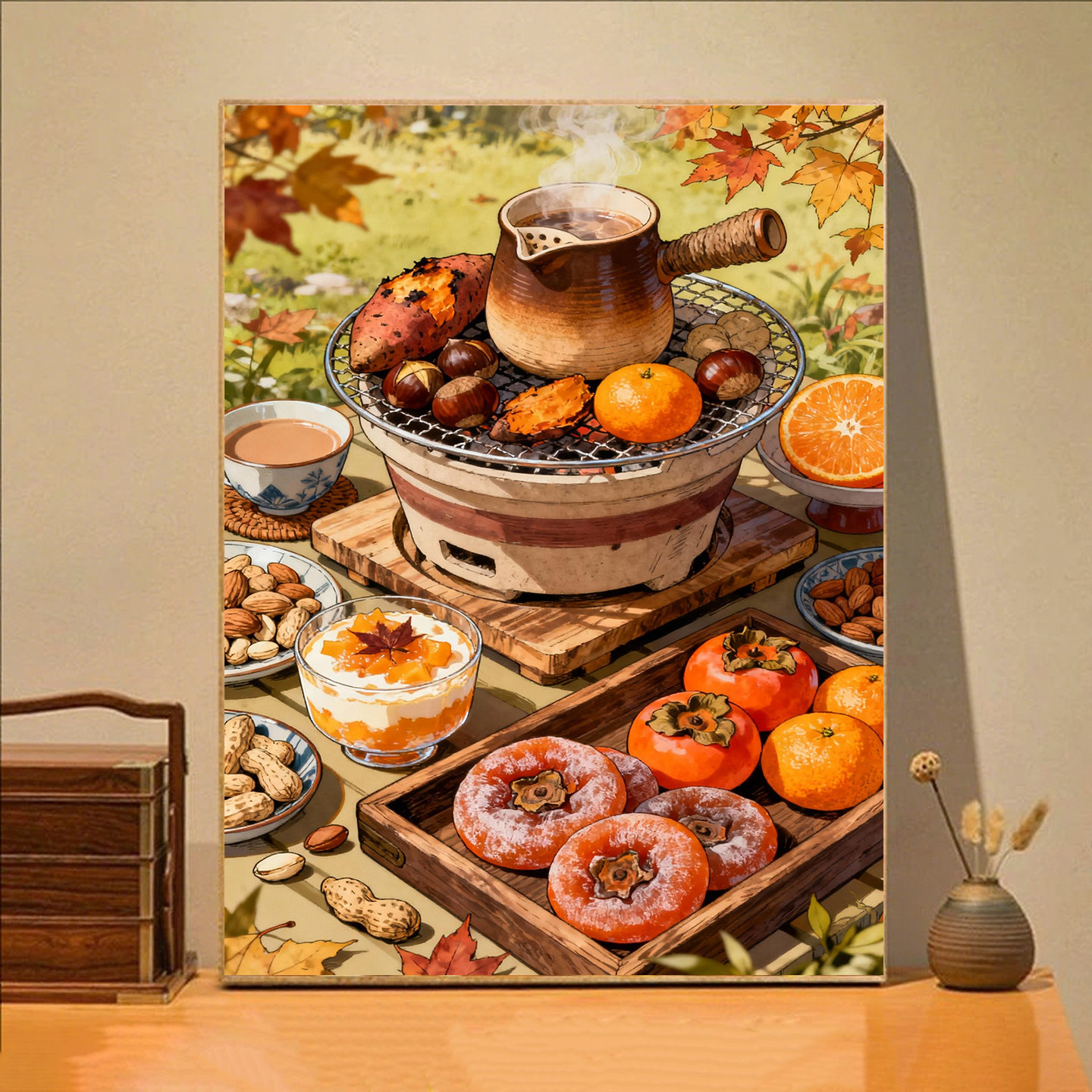 【花田错】新款钻石画满钻冬日煮茶点图客厅餐厅手工贴方钻装饰画,居家布艺,钻石绣,淘宝优惠券,粉丝福利购,淘宝优惠卷