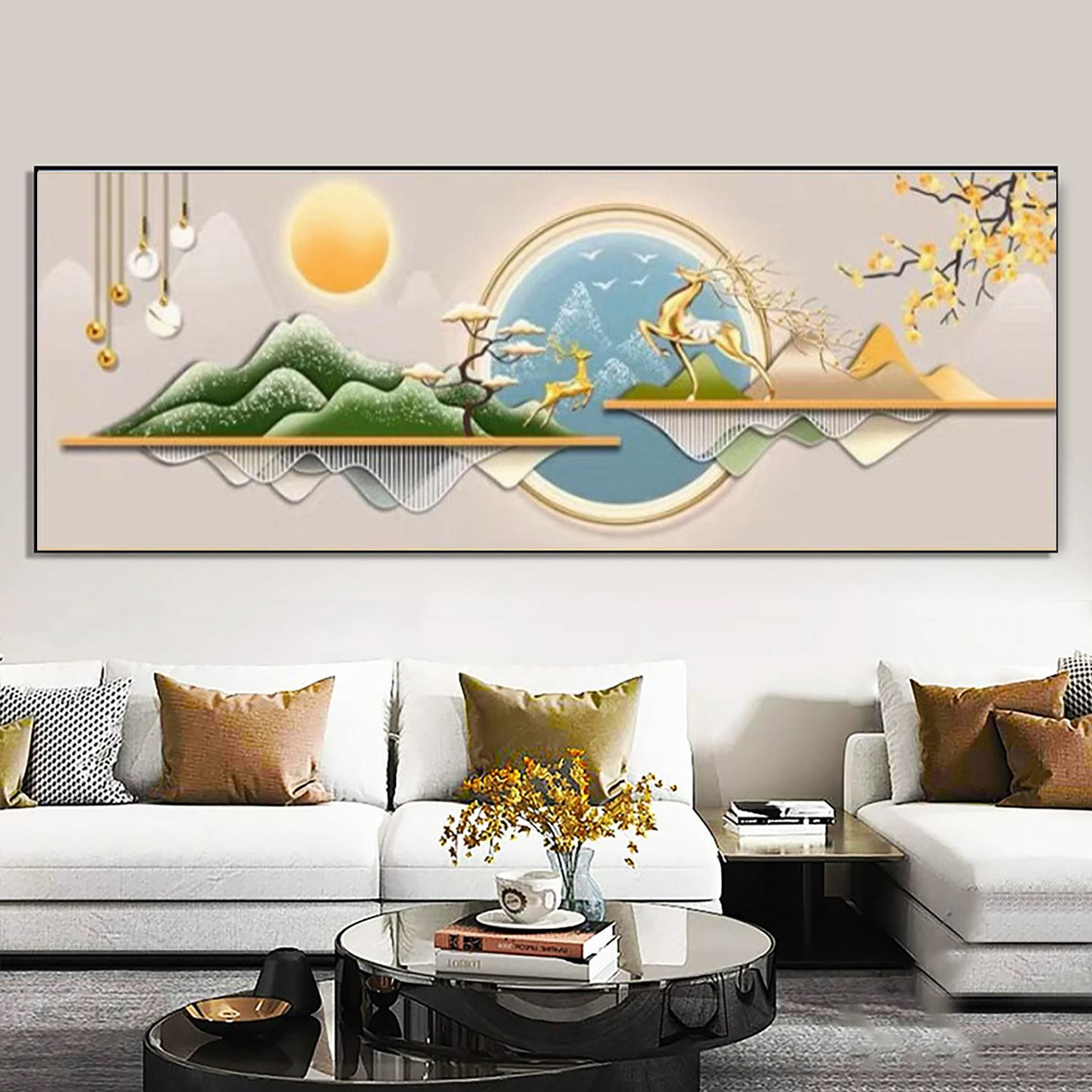 简约麋鹿5D钻石画满钻2025新款客厅手工diy粘砖贴钻画点贴十字绣,居家布艺,钻石绣,淘宝优惠券,粉丝福利购,淘宝优惠卷