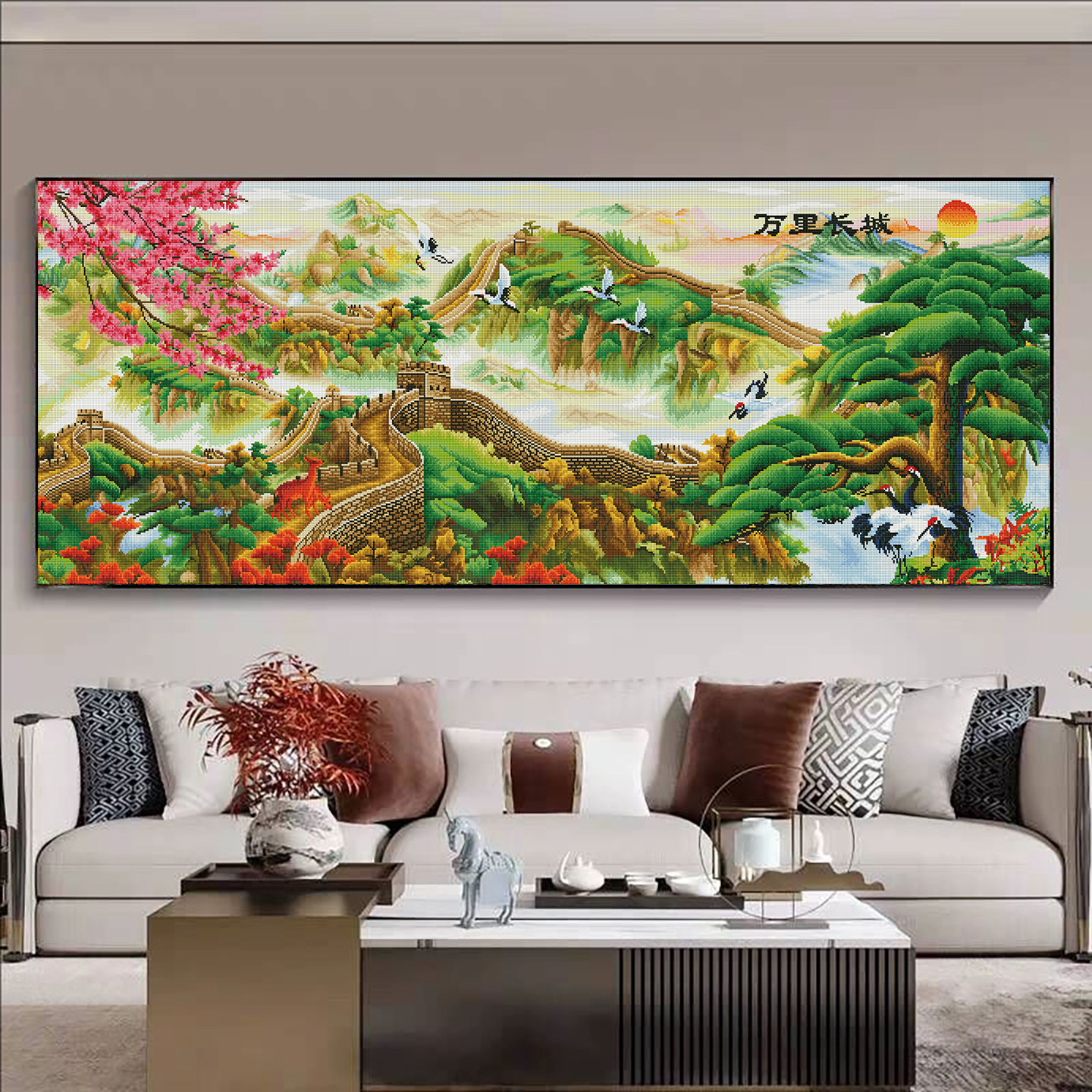 【花田错】万里长城满钻钻石画客厅背景墙办公室手工贴钻装饰画