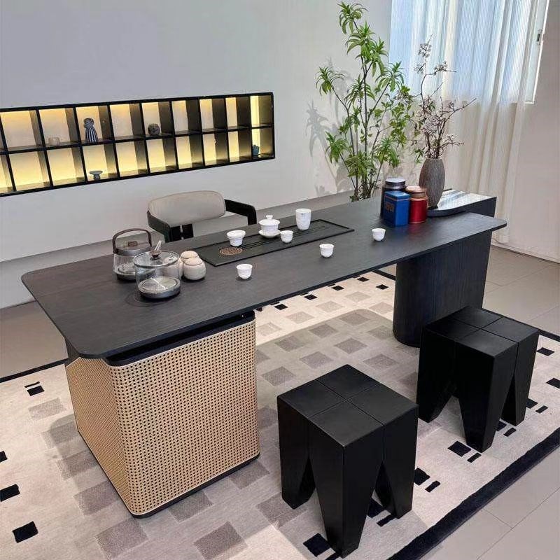 新中式北美黑胡桃实木茶桌2u025新款现代简约轻奢高级感功夫泡茶