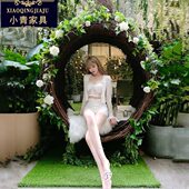 巴厘岛网红悬挂民宿拍摄打卡同款 秋千户外大型爱心鸟巢婚纱椅落地