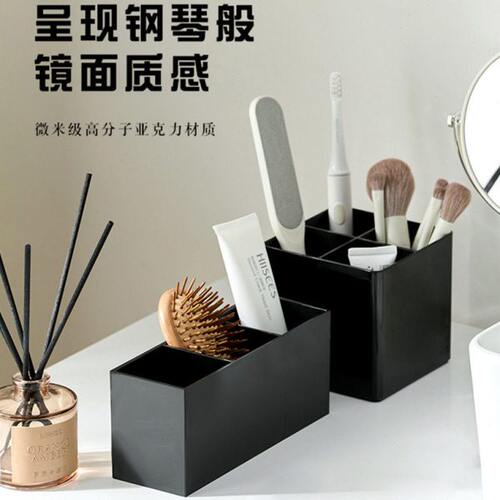 亚克力化妆刷眉笔刷收纳盒黑色4格笔筒刷桌面文具整理收纳盒子
