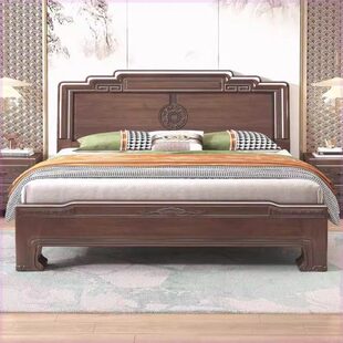 中式古典金花梨木全实木床1米8菠萝格木榫卯工艺雕花双人主卧婚床