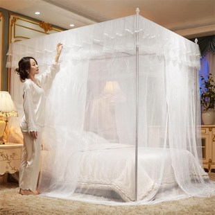 三开门加厚加密夏季 纹账通用 免安装 蚊帐落地家用卧室2022年新款