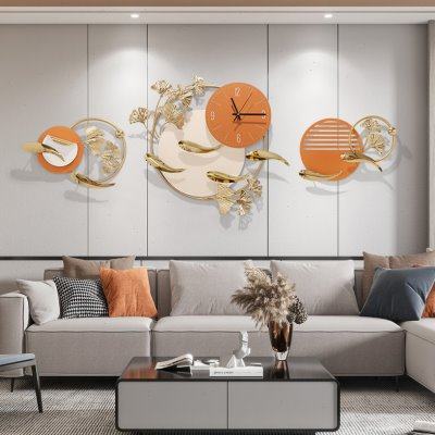 新中式创意客厅沙发背景墙大气静音挂钟卧室餐厅时尚钟表挂墙时钟,家居饰品,挂钟,淘宝优惠券,粉丝福利购,淘宝优惠卷
