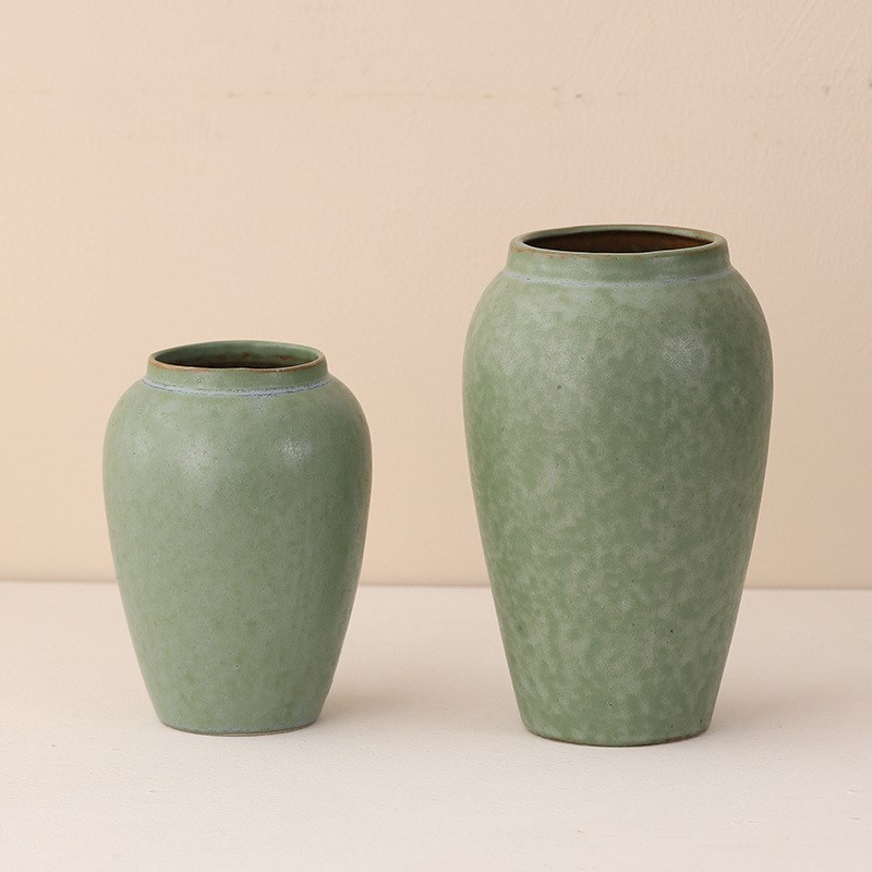 大口径花器素烧陶瓷水培花瓶摆件陶罐复古民宿R新中式简约家居摆