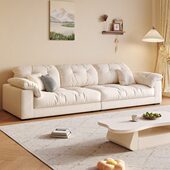 奶油风高级绒布艺客厅沙发小户型现代简约乳胶公寓云朵直排沙发