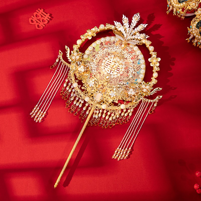 舞绣缘新娘团扇diy材料包中式婚礼秀禾服喜扇面成品结婚手捧花