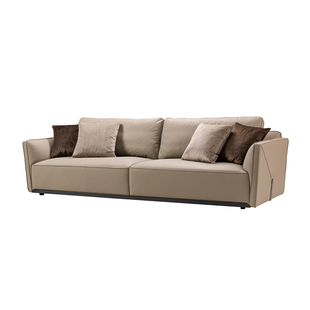 现代头层牛皮羽绒人位客厅艺术品质奢华转角纳帕皮沙发