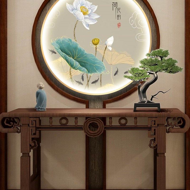 新荷带灯装饰画入户玄关背景墙圆形挂画ld灯发光壁画,家居饰品,现代装饰画,淘宝优惠券,粉丝福利购,淘宝优惠卷