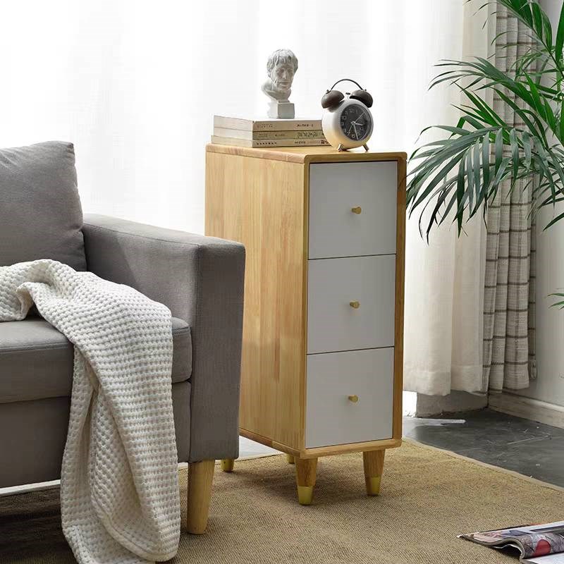 实木收纳柜带腿多层抽屉式踢脚线夹缝储物柜窄缝木质五斗柜床头柜