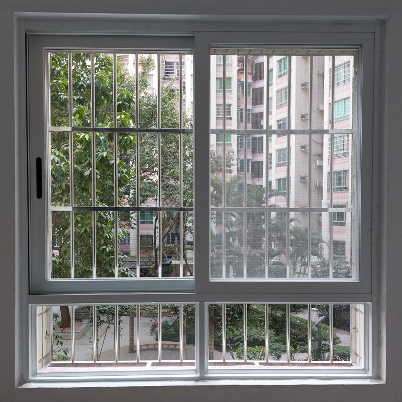 新粤装饰精品铝合金888三轨道带金刚网一体推拉窗户 封阳台