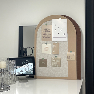 桌面拱门造型毛毡板照片墙立体墙背景板免打孔软木板墙面愿景墙壁