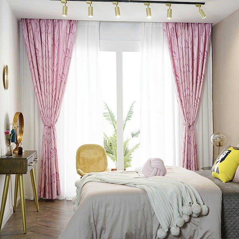 田园加厚提花成品卧室隔断客厅高遮光窗帘布落地窗阳台飘窗小短帘