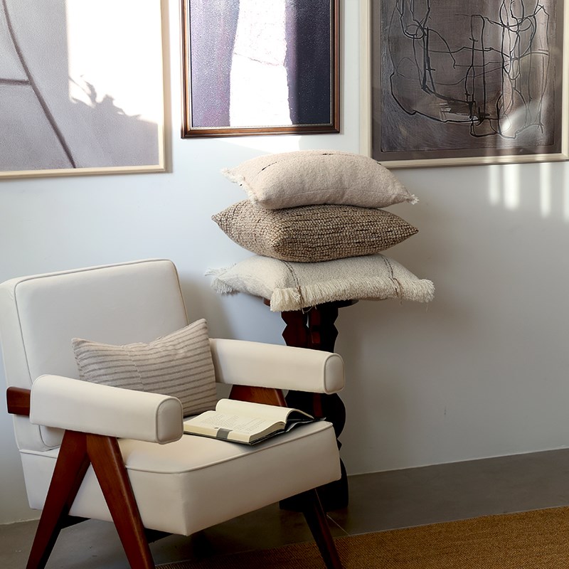 Buzi 现代极简抱枕棉麻加厚靠垫诧寂风腰枕床头大靠背侘寂风民宿