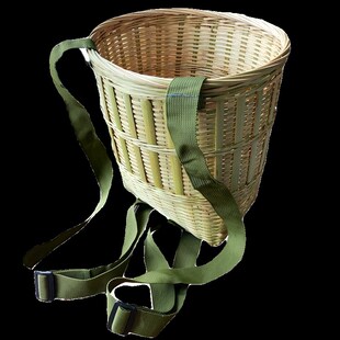 竹编背篓加厚加固头层竹皮竹筐背带调节椭圆背筐采摘竹篮竹制品