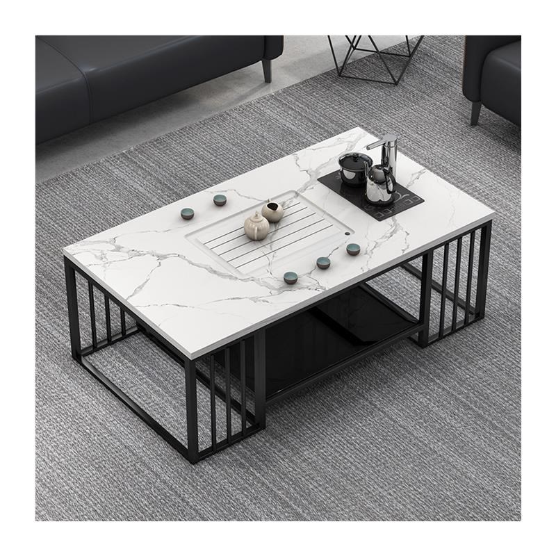 办公沙发 火烧石功夫茶桌 简约现代大理石泡茶台办公茶几带电直销