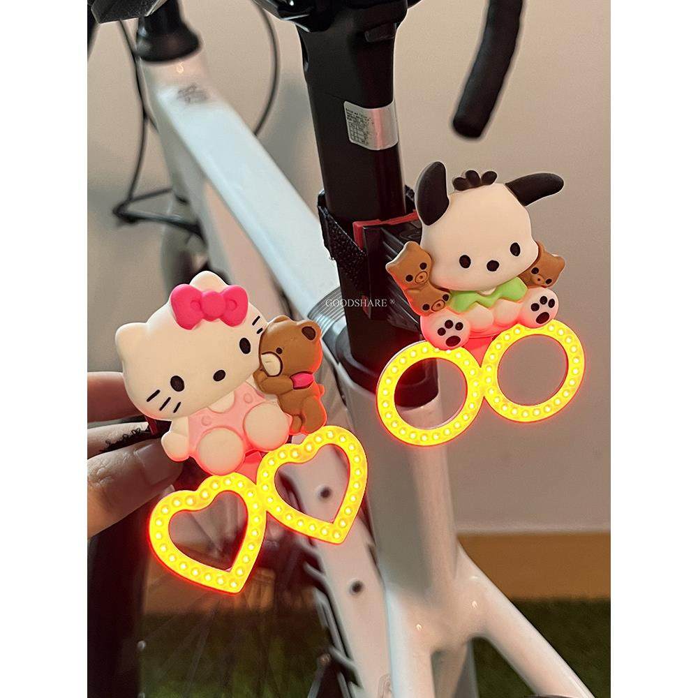 自行车尾灯配件可爱卡通帕恰狗公路山地车夜骑后尾警示灯骑行装备