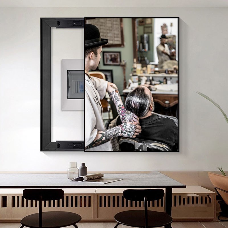 理发店美发店发廊电表箱挂画遮挡箱开关墙壁画电表盒配电箱装饰画