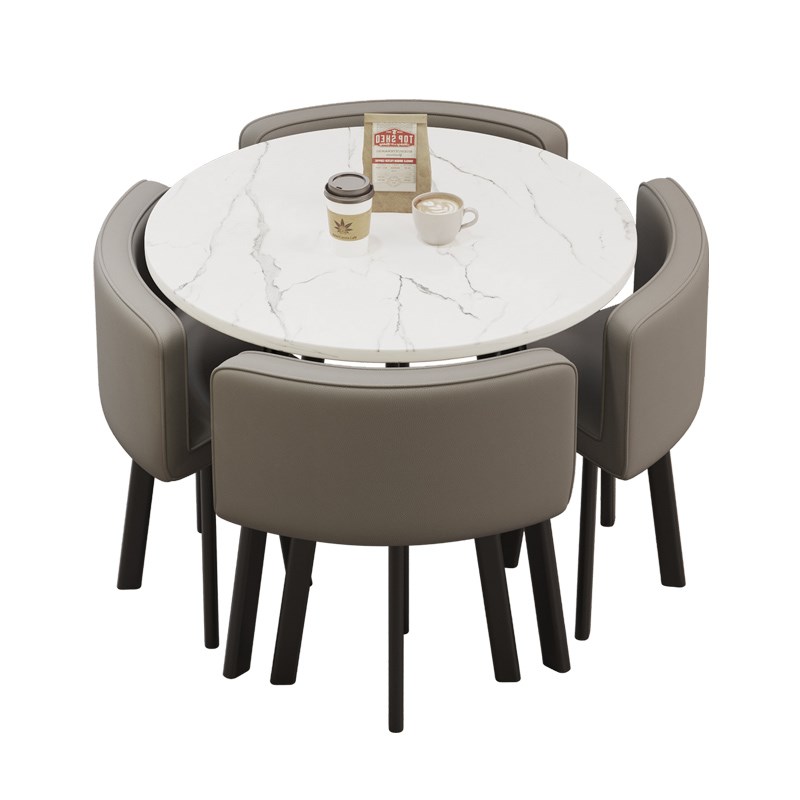 现代洽谈桌椅商铺店面圆桌商用休息会客接待休息桌子椅子