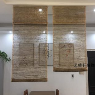 饰 装 饰麻帘茶室隔断帘子玄关帘民宿装 饰画室窗帘背景墙装 饰古楼装