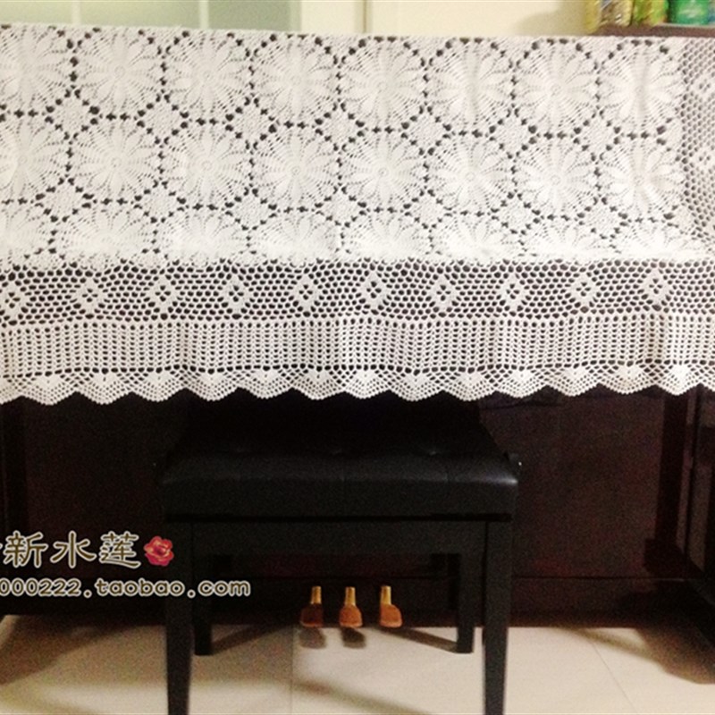 清新水莲手工钩织复古怀旧中式镂空门帘沙发巾柜子防尘装饰盖布白