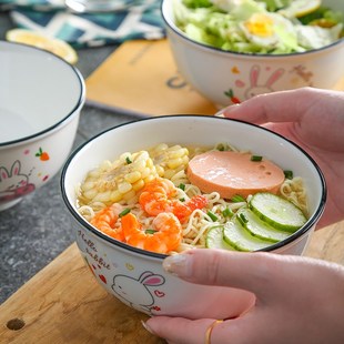 陶瓷面碗高颜值6英寸大号家用7英寸面碗面馆专用碗宿舍泡面碗 新款