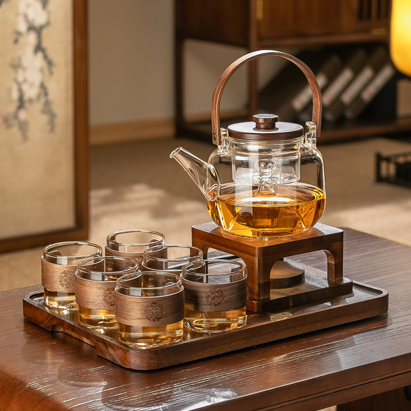 耐高温玻璃花茶壶套装家用水果茶壶蜡烛加热电陶炉煮茶壶下午茶具