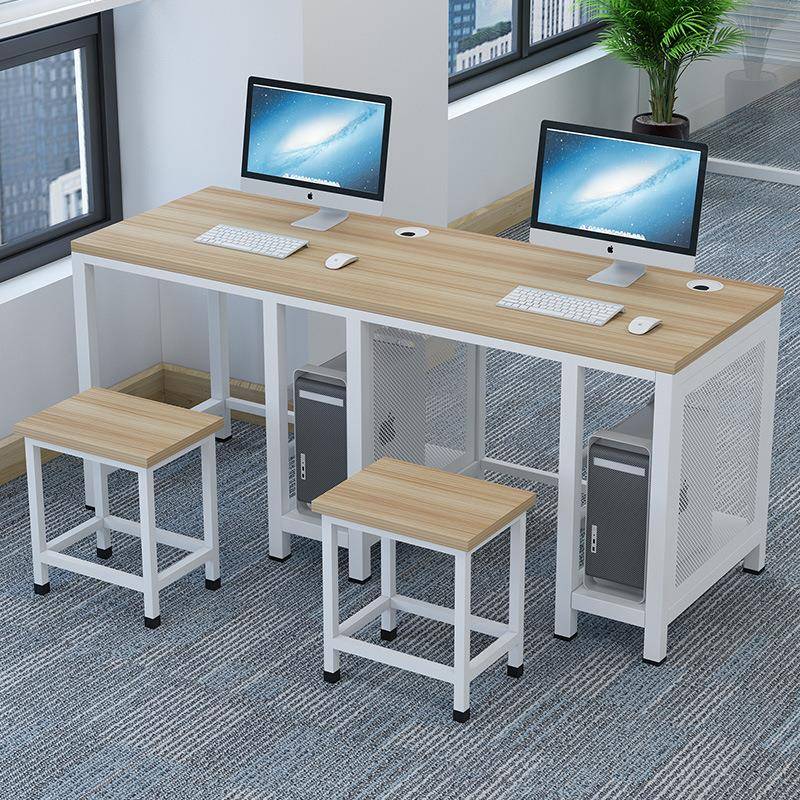 钢制电脑桌学校微机室机房学生多媒体培训计算机室单双人电脑桌椅