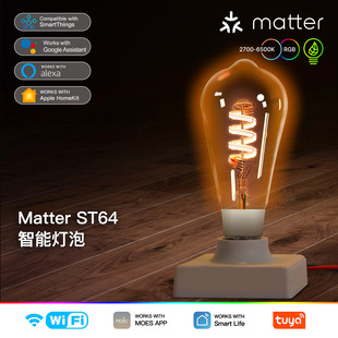 WiFi智能家居matter智能灯音乐律动app控制5W智能仿钨丝灯