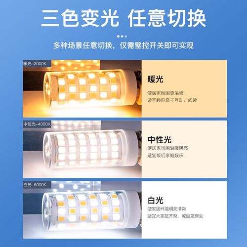g9灯泡led节能灯家用超亮暖白三色变光吊灯光源220v插脚灯珠2055