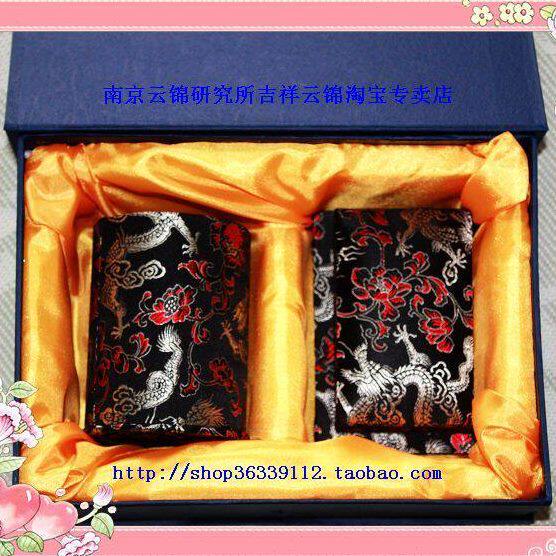 南京云锦研究所 吉祥云锦 工艺品 办公摆设 黑色笔筒名片盒