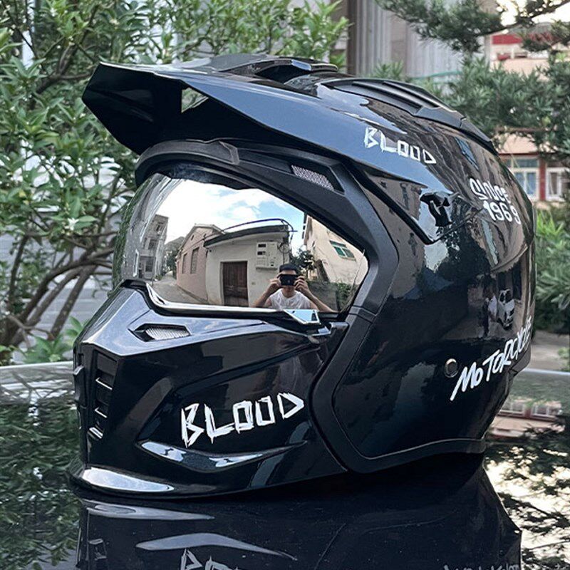 GSB新街霸摩托车头盔3C认证男女街车四季机车覆古头盔可拆卸组合