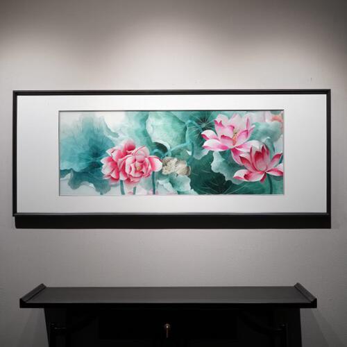 湘绣成品挂画新中式客厅沙发背景简约装饰画纯手工刺绣中国风艺术