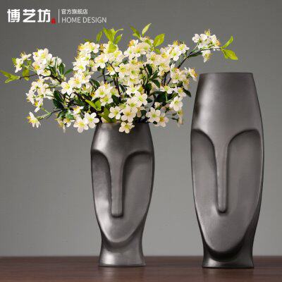 北欧现代简约人脸玻璃花瓶 水培透明插花客厅软装餐桌装饰品摆件