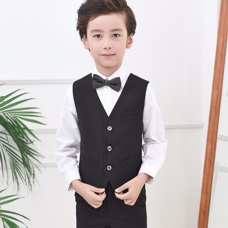 春装男女花童黑色西装礼服马甲藏青蓝表演服中大儿童白色百搭背心