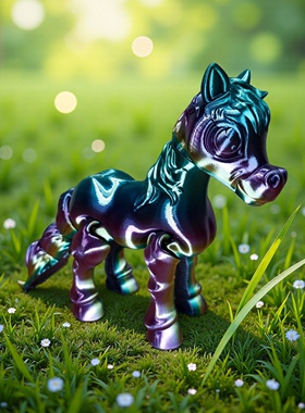 新年炫彩渐变小马关节摆件