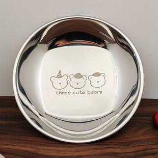 加厚316不锈钢盘子抗菌儿童吃饭宝宝卡通餐盘菜盘水果圆盘餐具