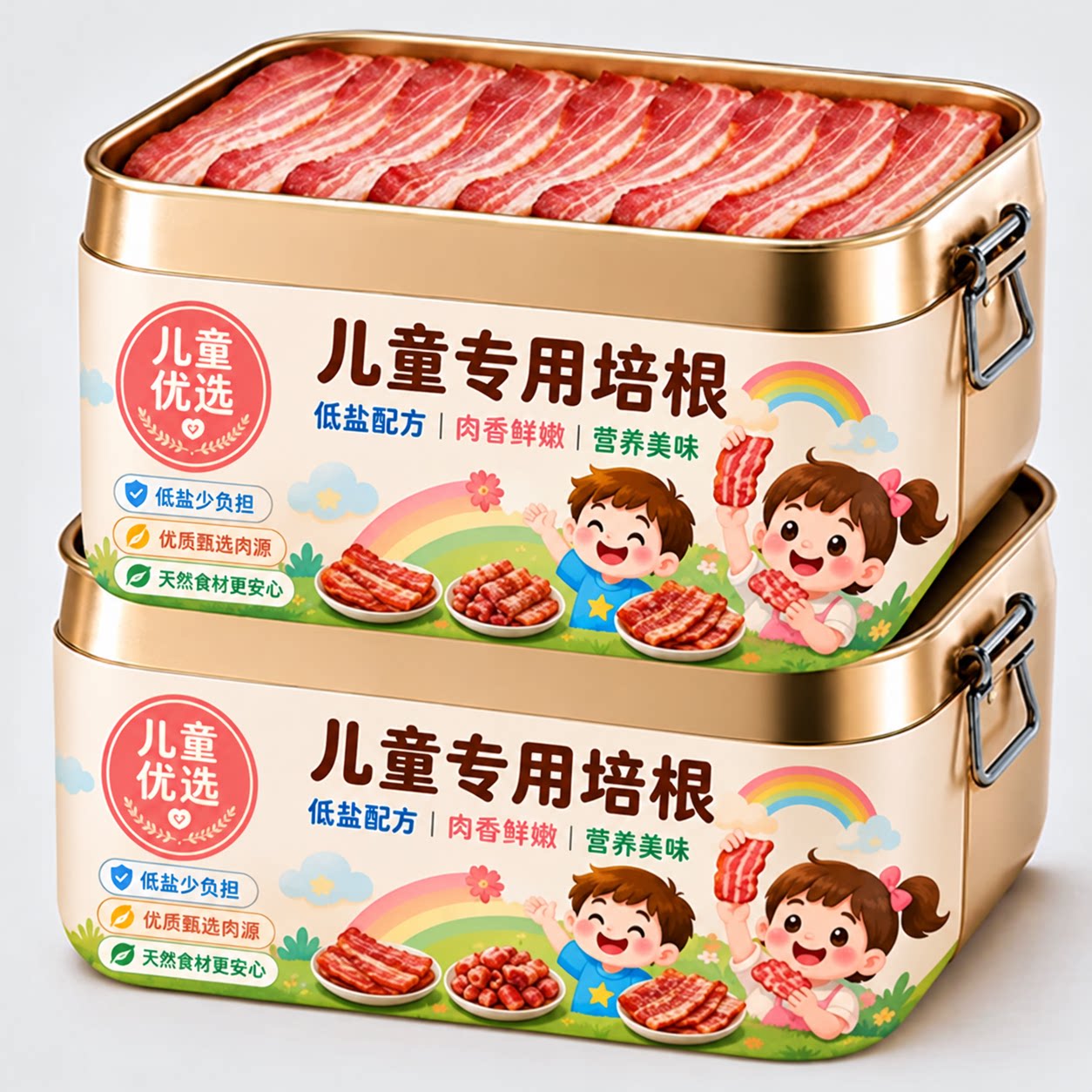 儿童原切肉感扎实自然本味培根三明治专用营养早餐吃官方旗舰店