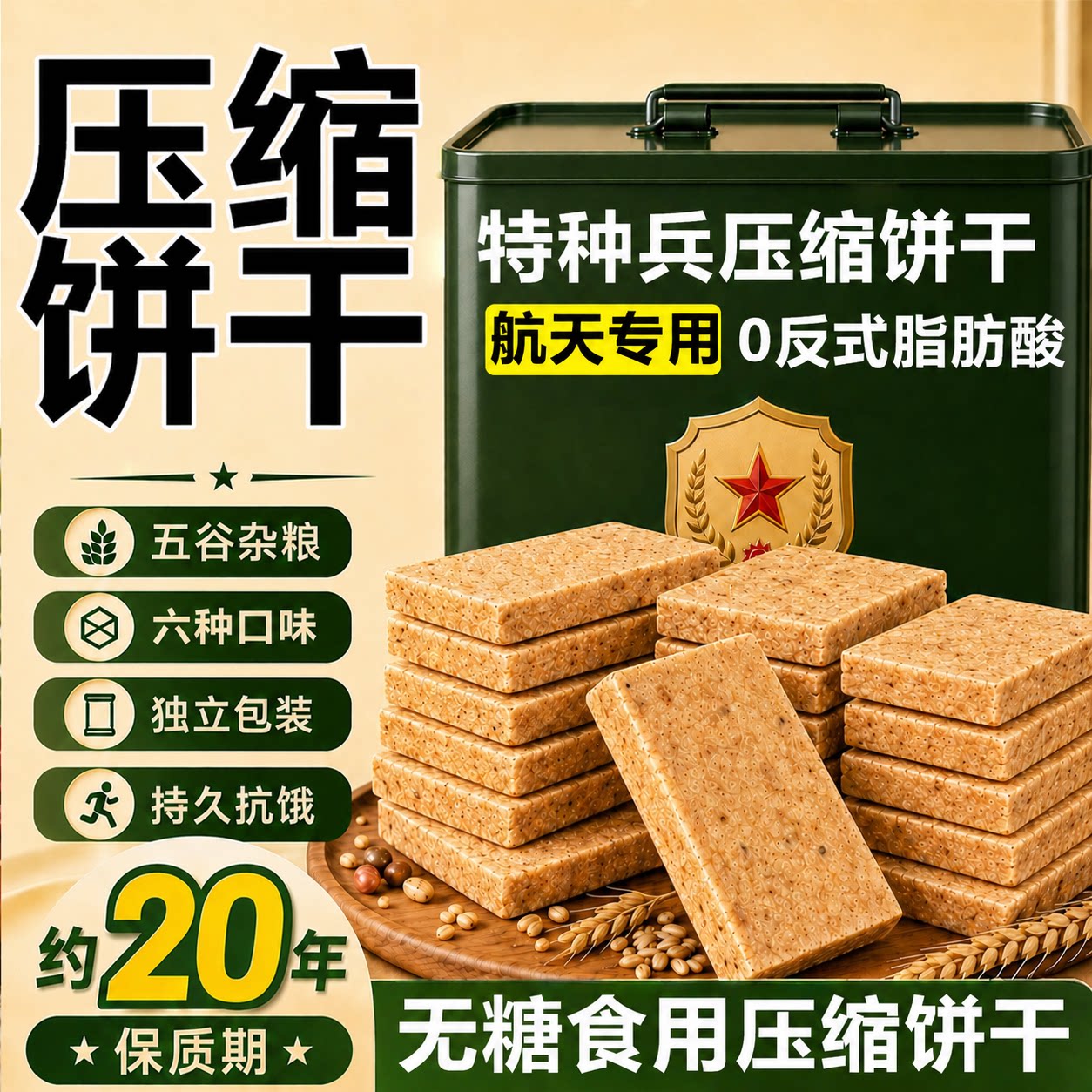 特种兵压缩饼干干粮食用独立包装无糖低脂代餐饱腹正品官方旗舰店