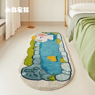 儿童卧室床边毯可爱客厅衣帽间飘窗沙发毯茶几冬季 毛绒小岛宅猫