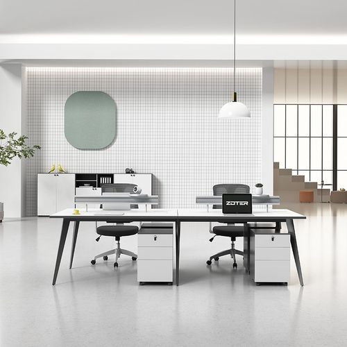 中特 办公桌椅组合简约现代白色办公室家具四六人2/4/6人位职员桌