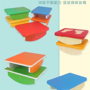 感統(tǒng)訓練器材兒童幼兒園r家用實木平衡臺軟包臺協(xié)調板前庭木制玩