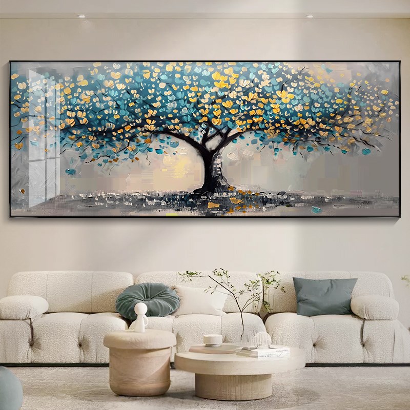 发财树装饰画沙发背景墙客厅挂画现代简约时尚大气高档油画风壁画