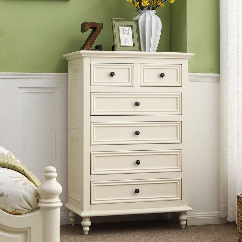 慕盛家具美式实木斗柜五层六抽屉法式奶油白色小户型家具卧室客厅,住宅家具,斗柜,淘宝优惠券,粉丝福利购,淘宝优惠卷