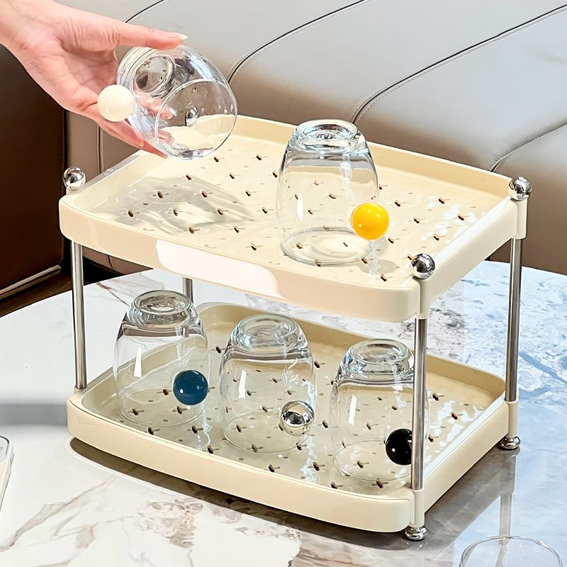 尊慕斯杯子收纳置物架桌面吧台双层沥水杯架马克杯咖啡杯茶杯托盘