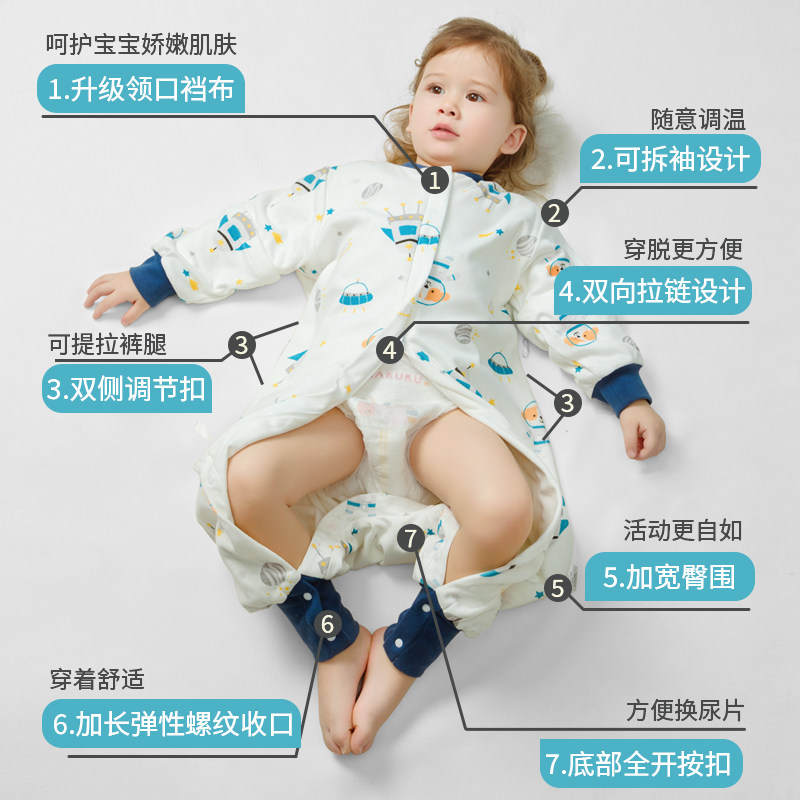 棉布树婴儿睡袋春秋款纯棉双层宝宝空调房防踢被分腿儿童四季通用,婴童用品,睡袋/防踢被,淘宝优惠券,粉丝福利购,淘宝优惠卷